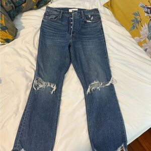 MOTHER Blue Distressed Boyfriend Jeans